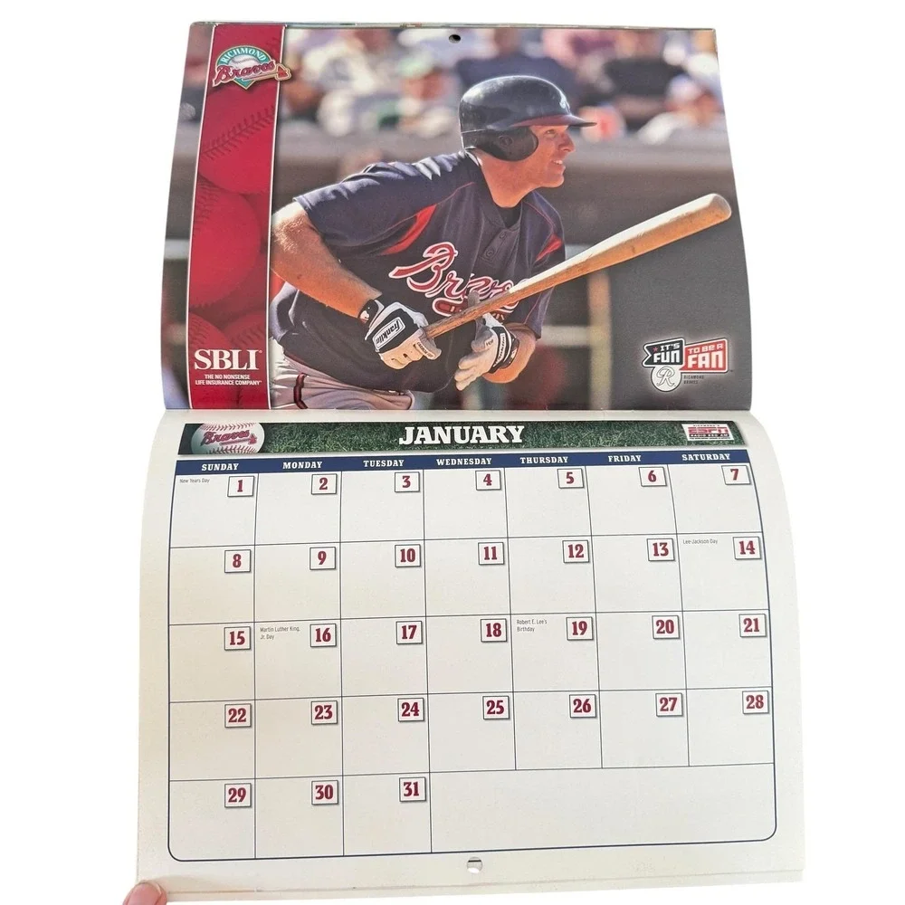 Vintage 2005 Richmond Braves Wall Calendar One Size Brown Minor League‎ Baseball
